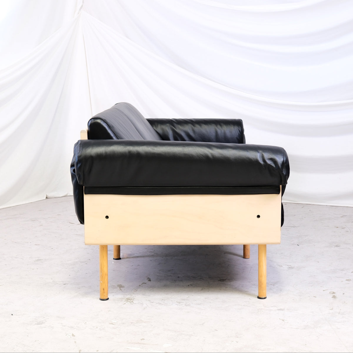 Yrjö Kukkapuro Ateljee 3-Seater Sofa for Avarte in Black Leather