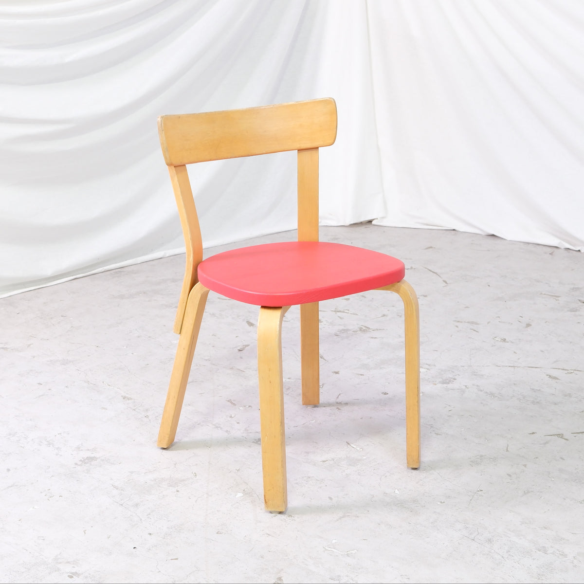 Alvar Aalto Chair 69 with Red Upholstery by Artek