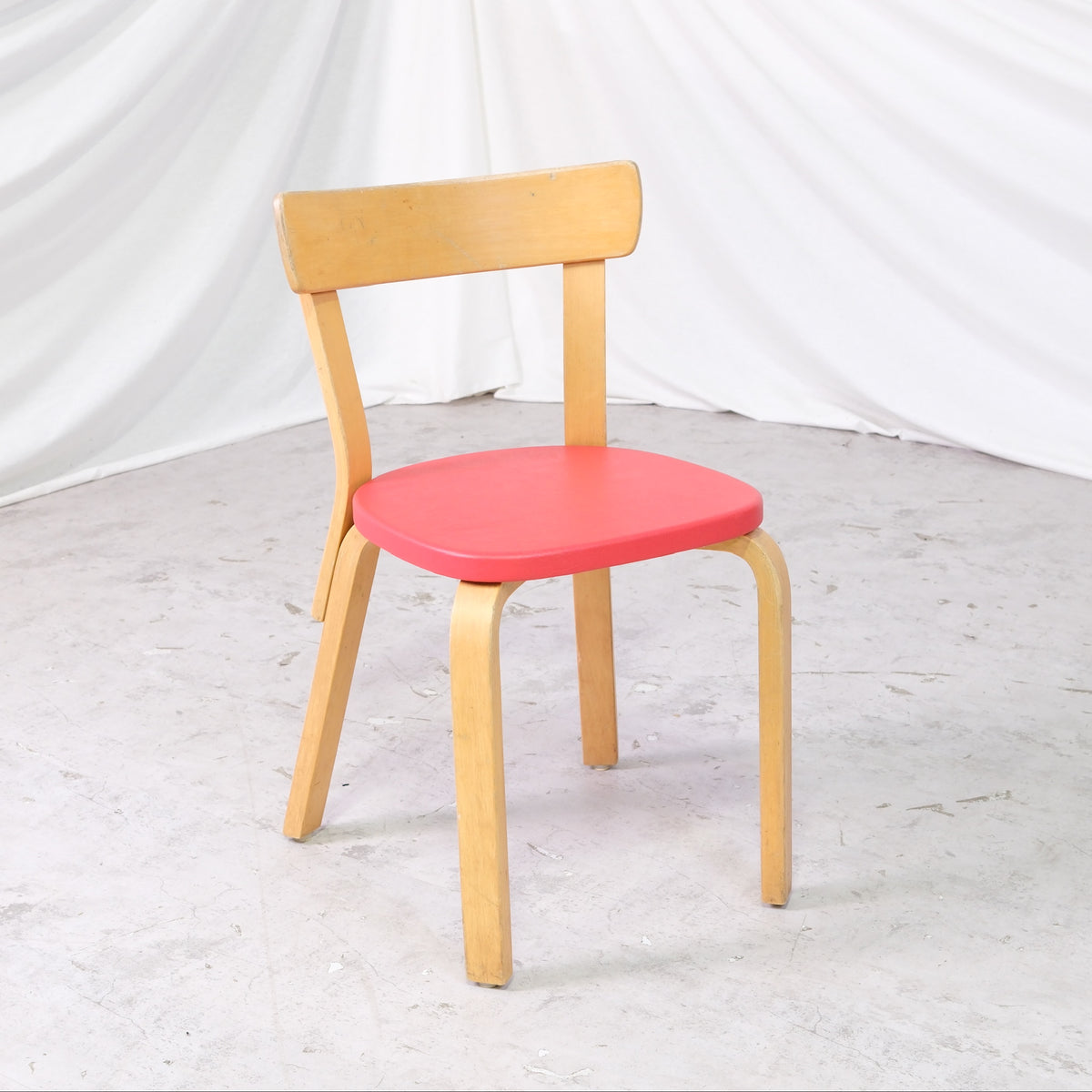 Alvar Aalto Chair 69 with Red Upholstery by Artek