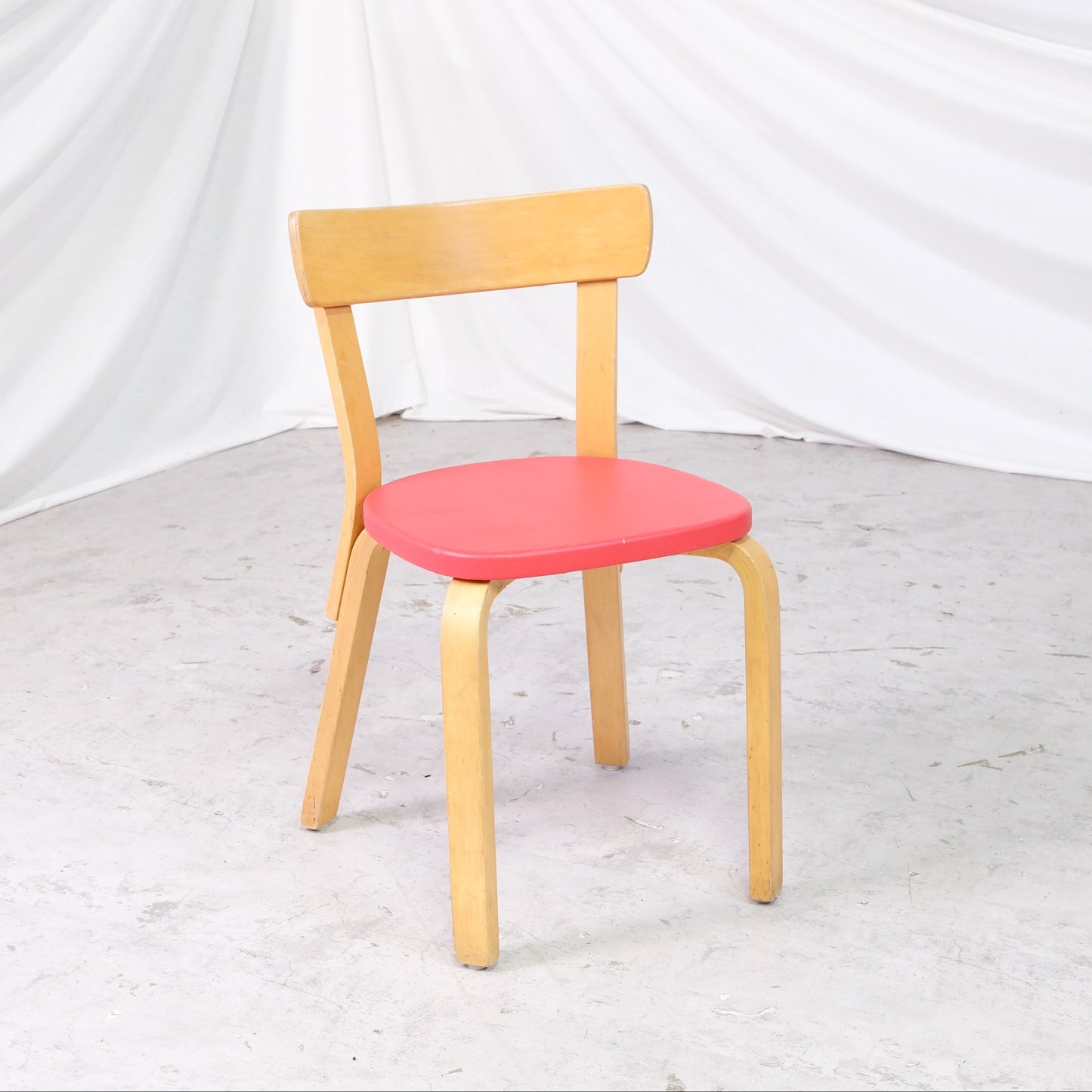 Alvar Aalto Chair 69 with Red Upholstery by Artek