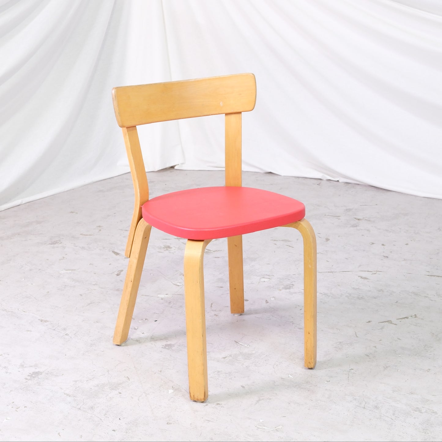 Alvar Aalto Chair 69 with Red Upholstery by Artek