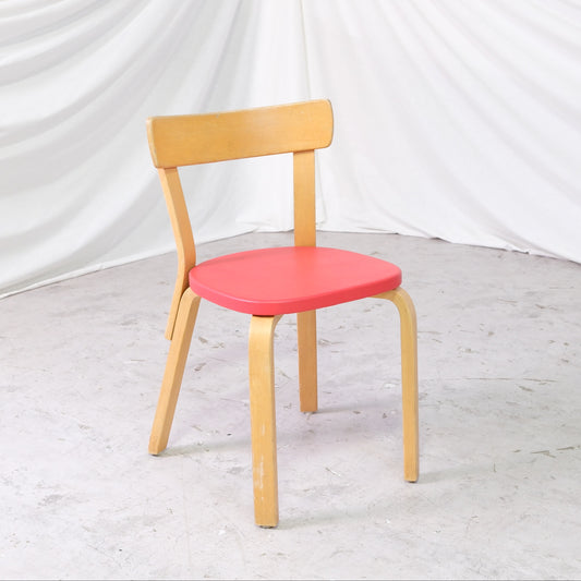Alvar Aalto Chair 69 with Red Upholstery by Artek