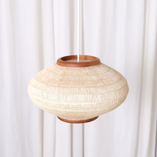 Vintage Scandinavian Teak and Paper Pendant Lamp