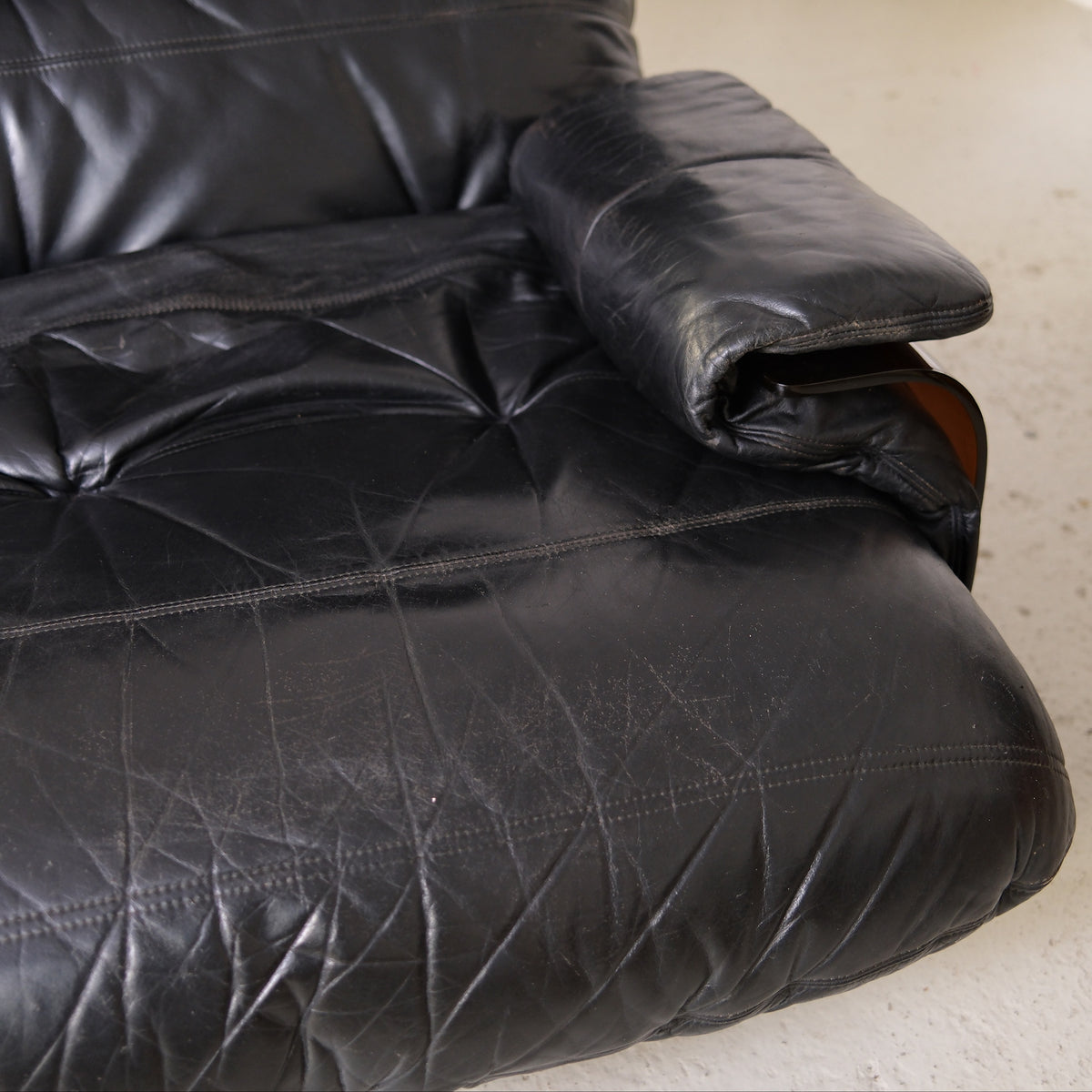 Ligne Roset Marsala 2-Seater Sofa in Black Leather
