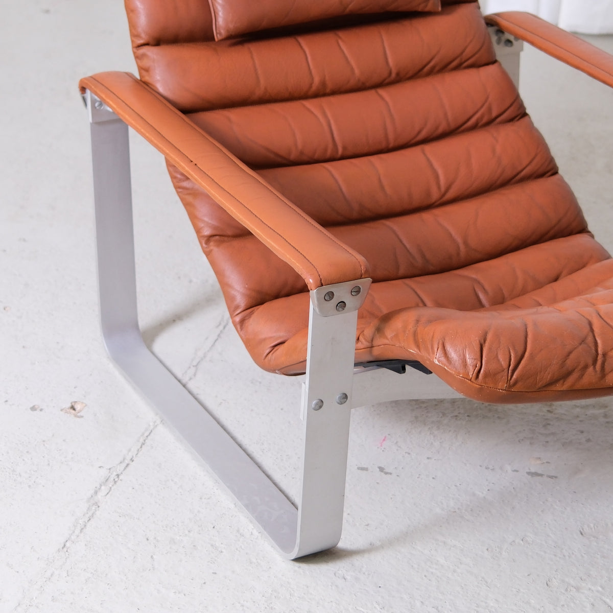 Ilmari Lappalainen Pulkka Lounge Chair in Brown Leather - Asko 1970s
