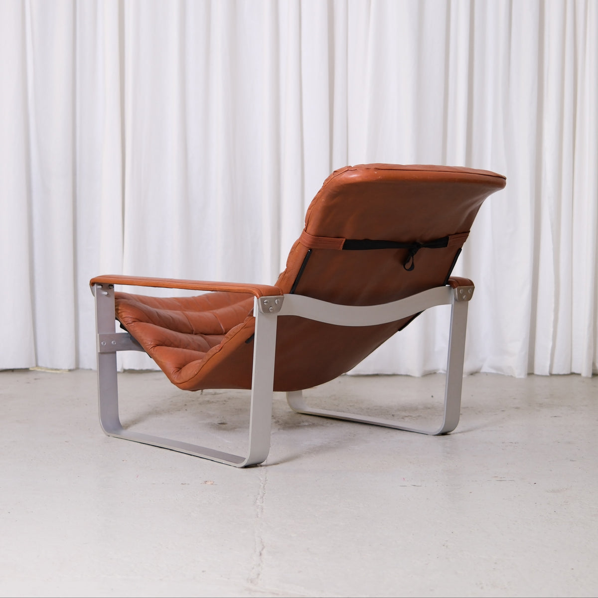 Ilmari Lappalainen Pulkka Lounge Chair in Brown Leather - Asko 1970s