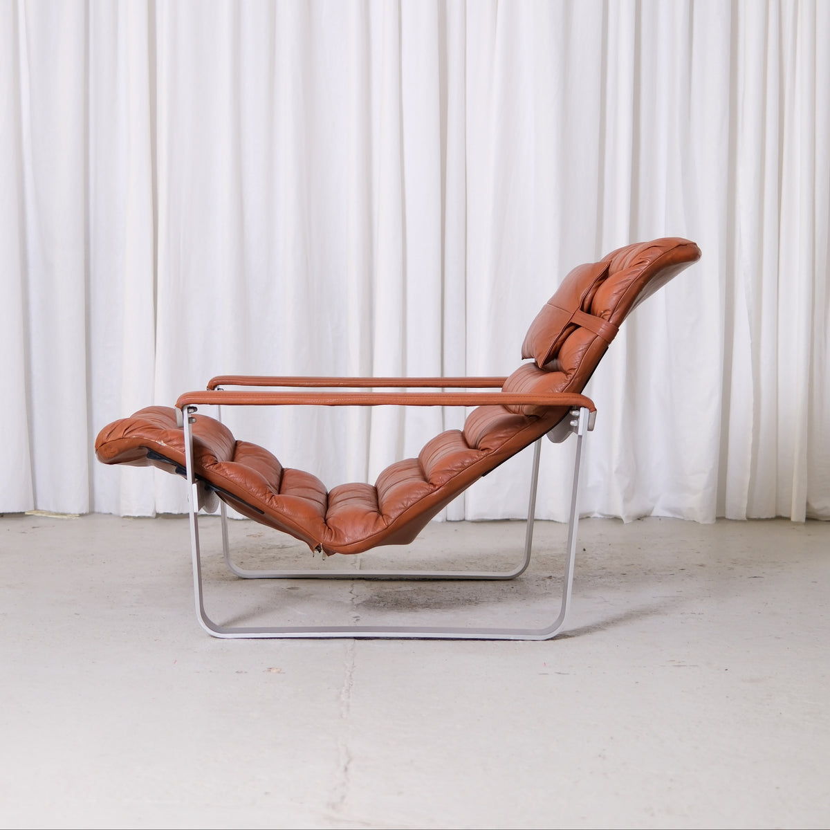 Ilmari Lappalainen Pulkka Lounge Chair in Brown Leather - Asko 1970s