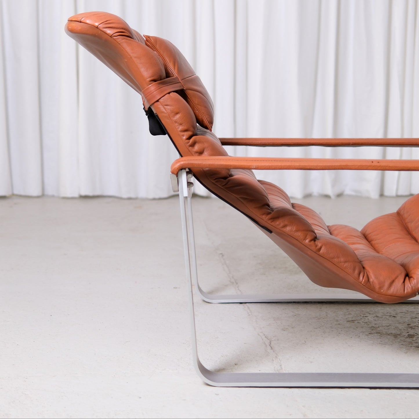 Ilmari Lappalainen Pulkka Lounge Chair in Brown Leather - Asko 1970s