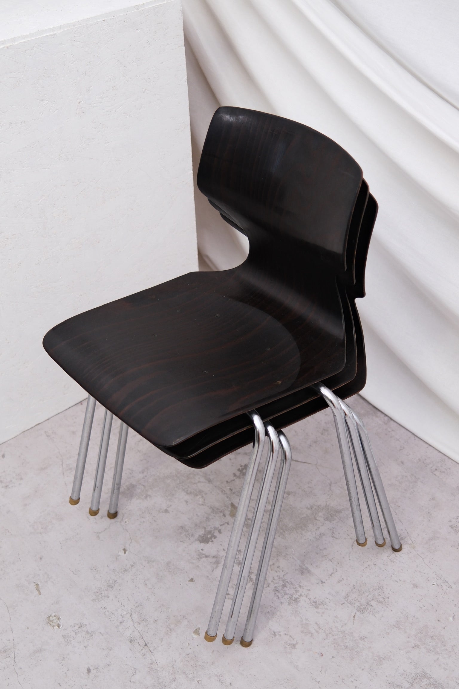 1970s Vintage Chrome and Wood Chairs - Pino Interiors
