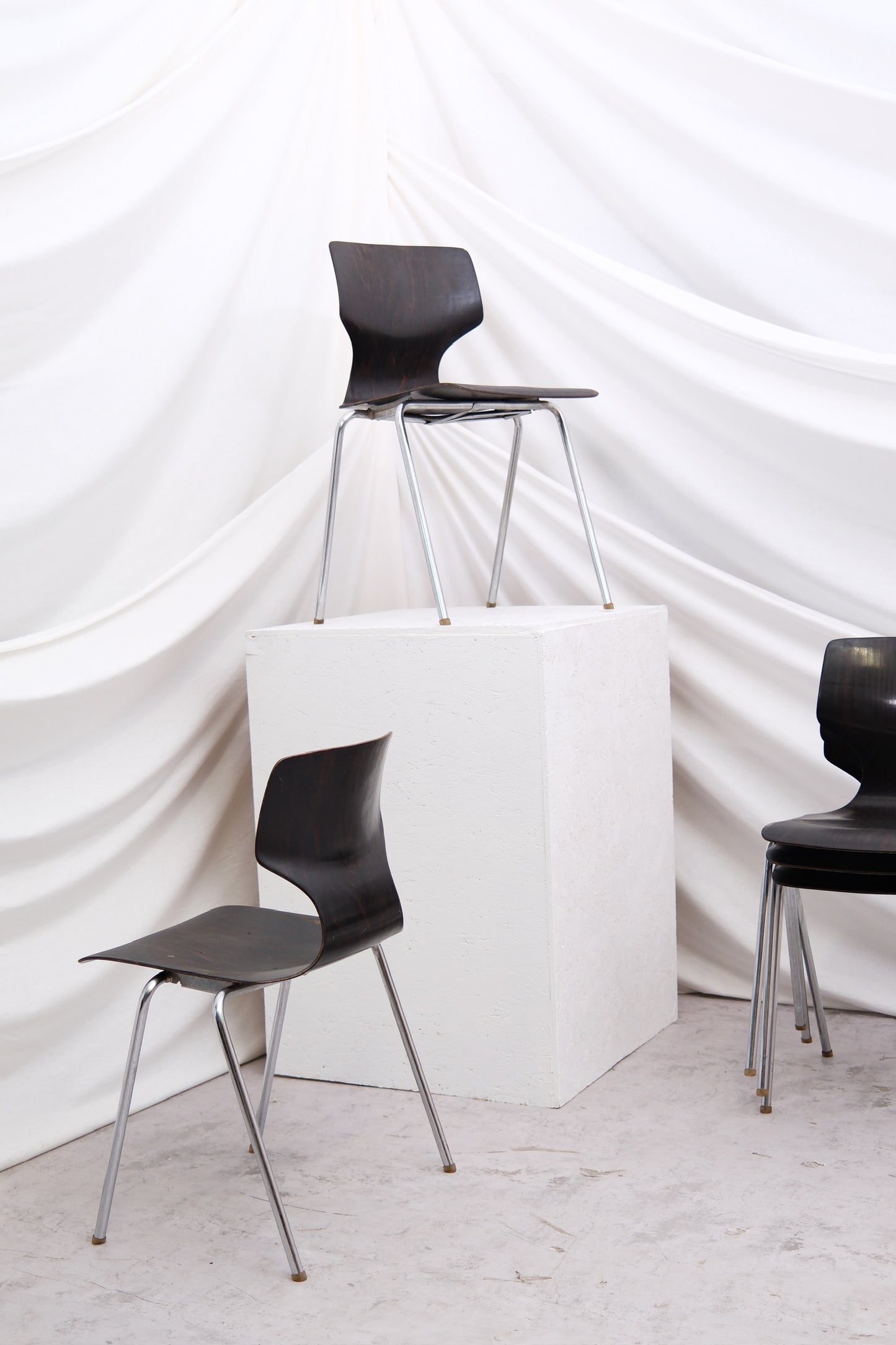 1970s Vintage Chrome and Wood Chairs - Pino Interiors