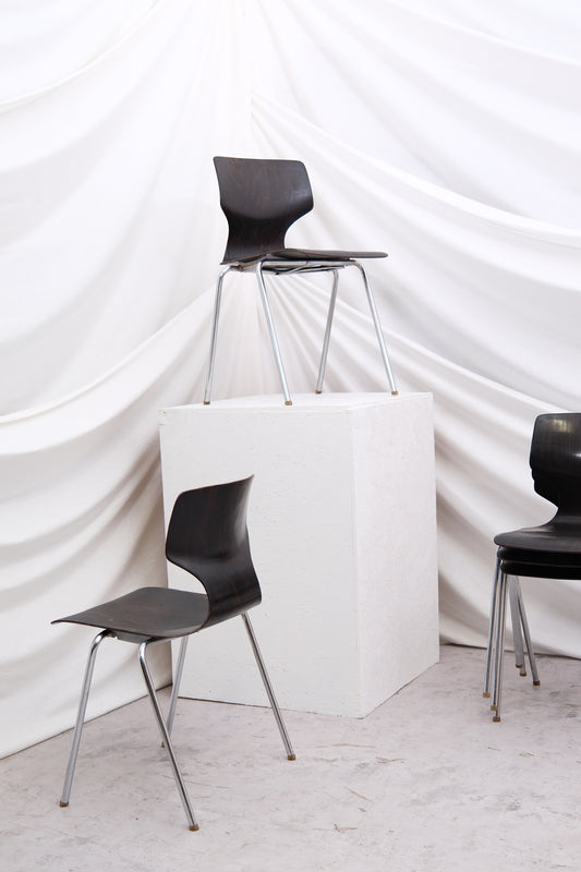 1970s Vintage Chrome and Wood Chairs - Pino Interiors