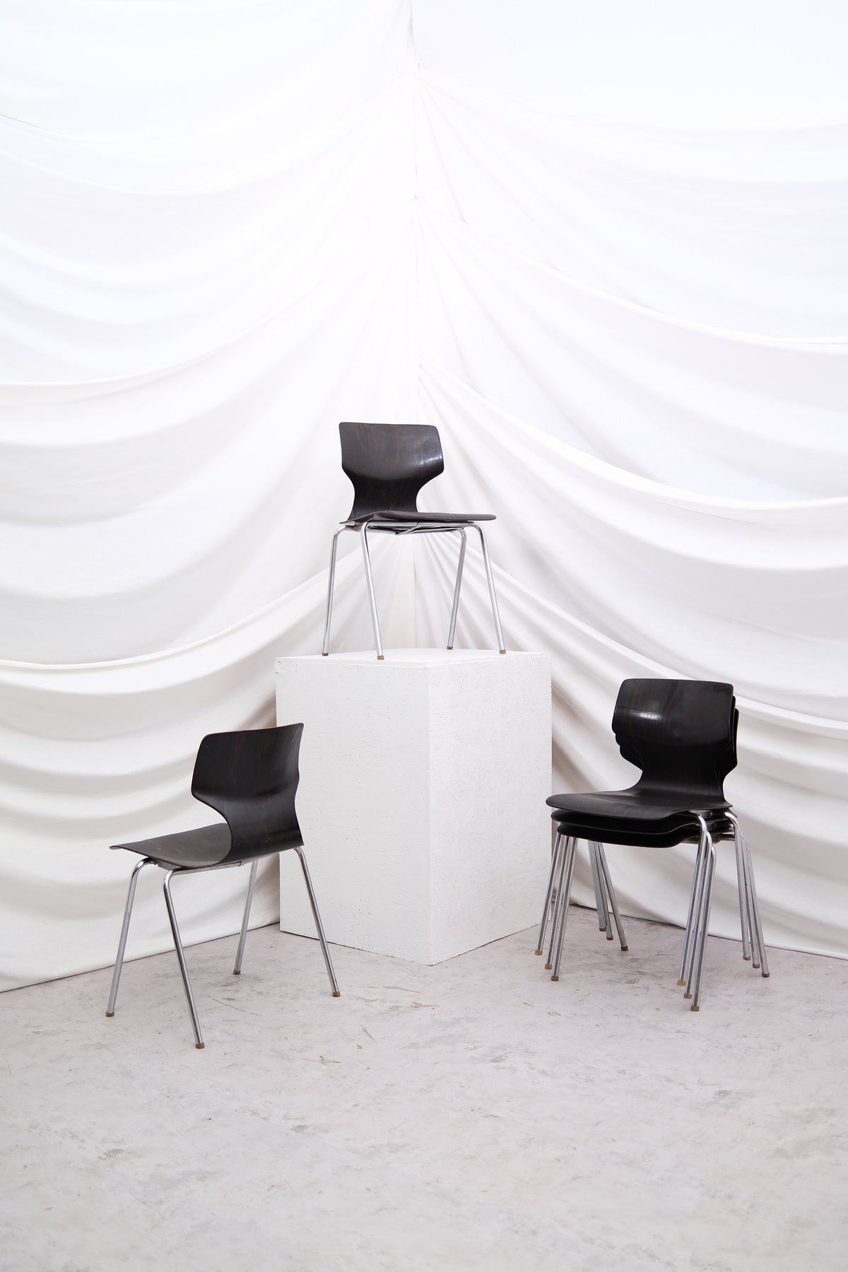 1970s Vintage Chrome and Wood Chairs - Pino Interiors