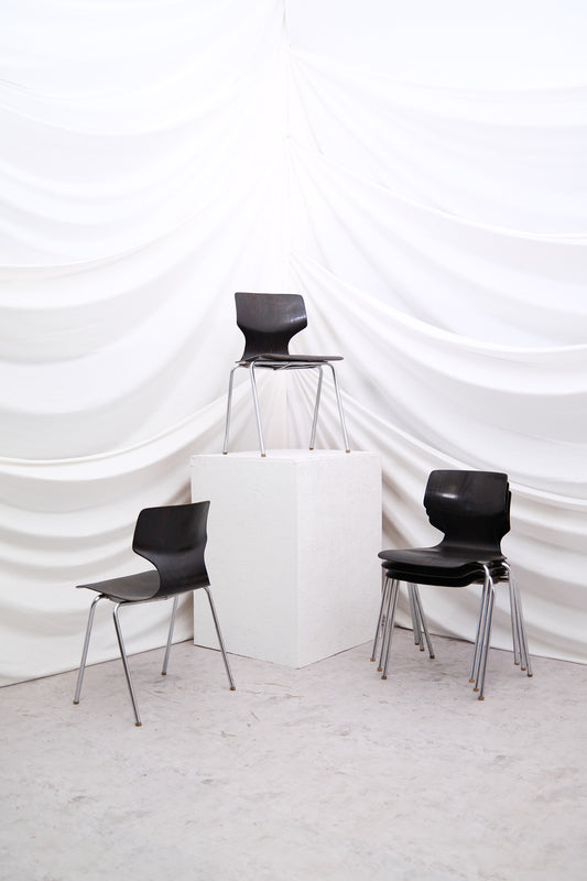 1970s Vintage Chrome and Wood Chairs - Pino Interiors