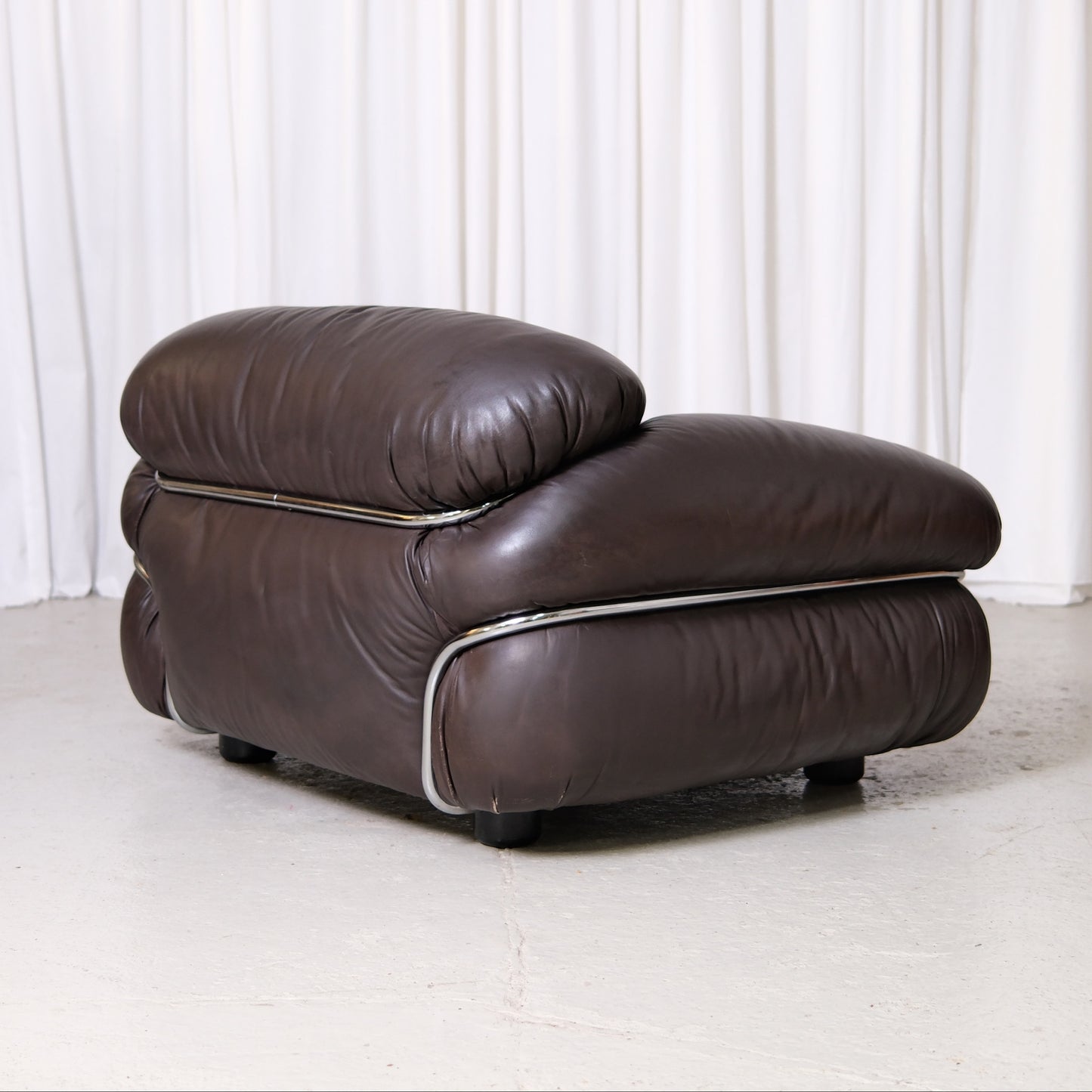 Gianfranco Frattini Sesann Armchair in Dark Brown Leather