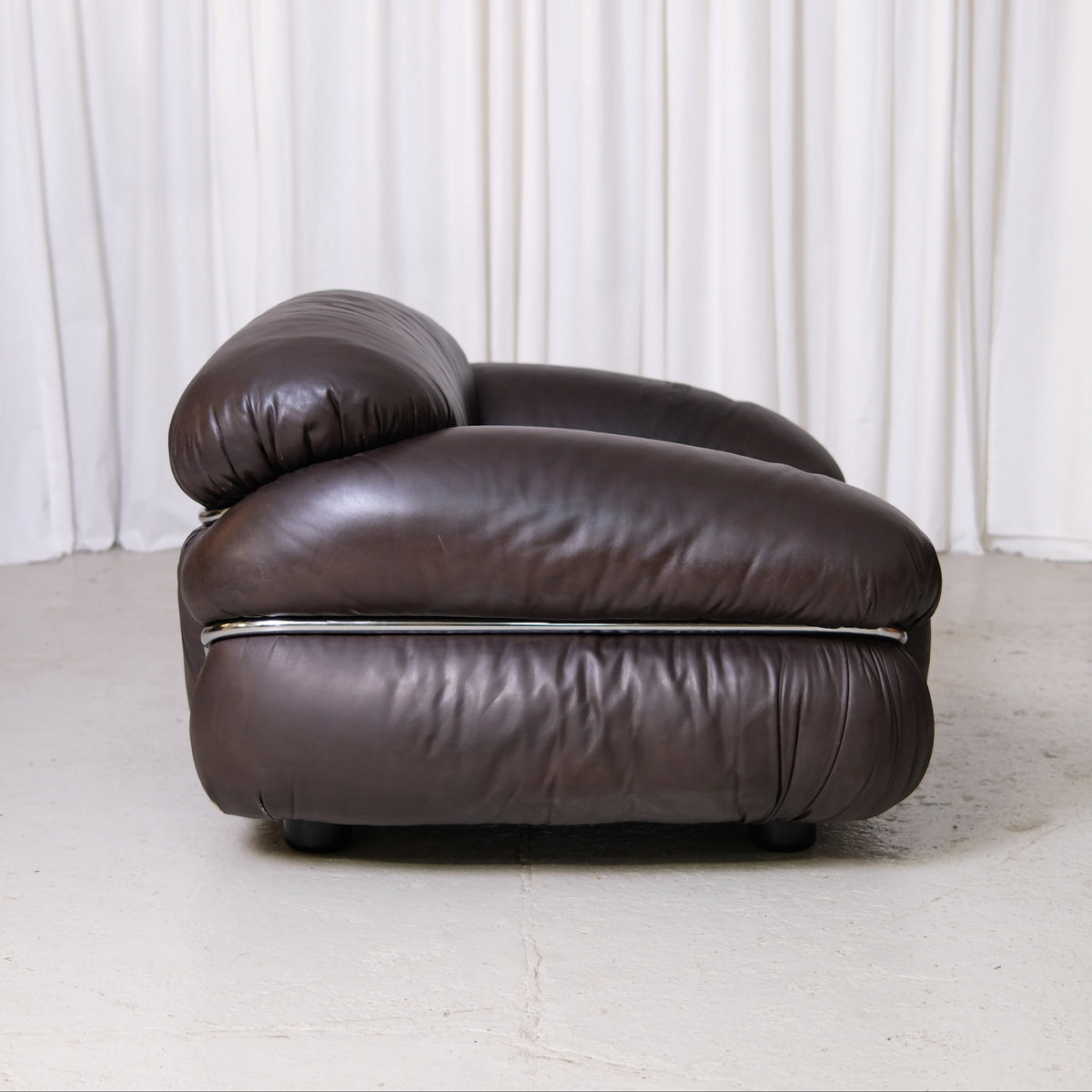 Gianfranco Frattini Sesann Armchair in Dark Brown Leather