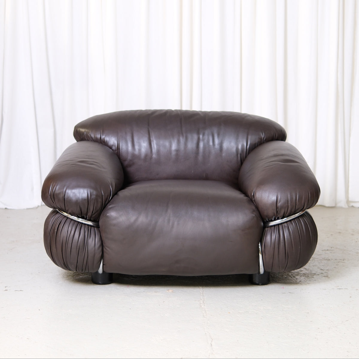 Gianfranco Frattini Sesann Armchair in Dark Brown Leather
