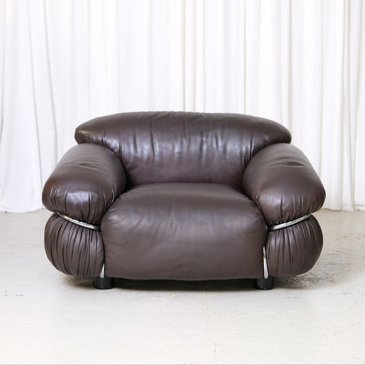 Gianfranco Frattini Sesann Armchair in Dark Brown Leather
