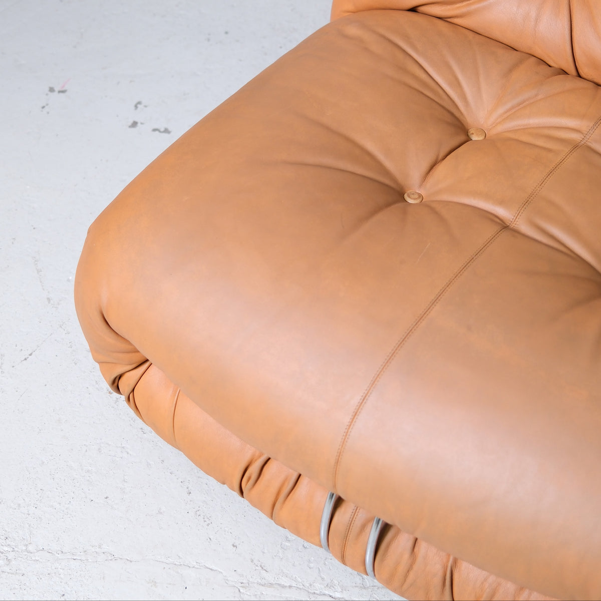 Tobia Scarpa Soriana Armchair and Ottoman in Cognac Leather for Cassina