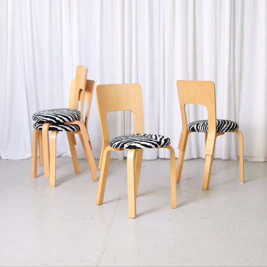 Alvar Aalto Chair 66 for Artek Zebra Upholstery