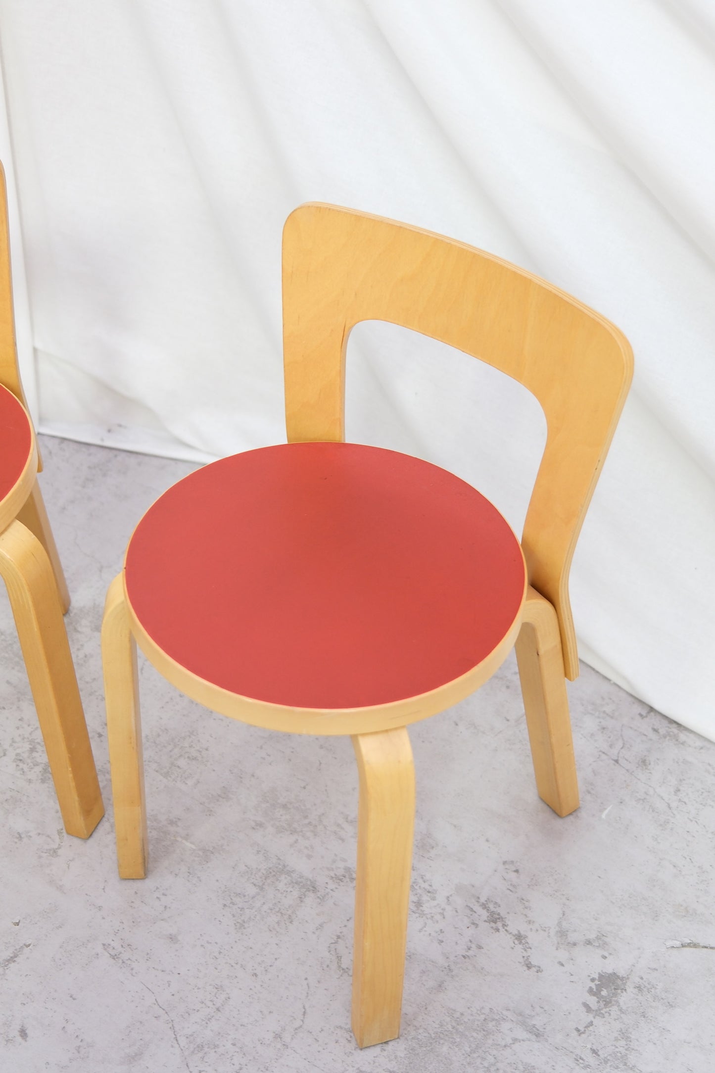 Alvar Aalto Artek 65 Chairs - Red Linoleum
