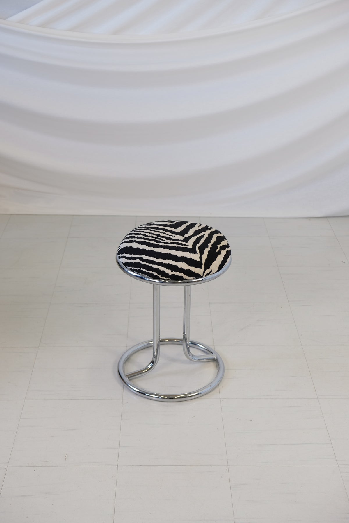 Vintage Chrome Zebra Stool