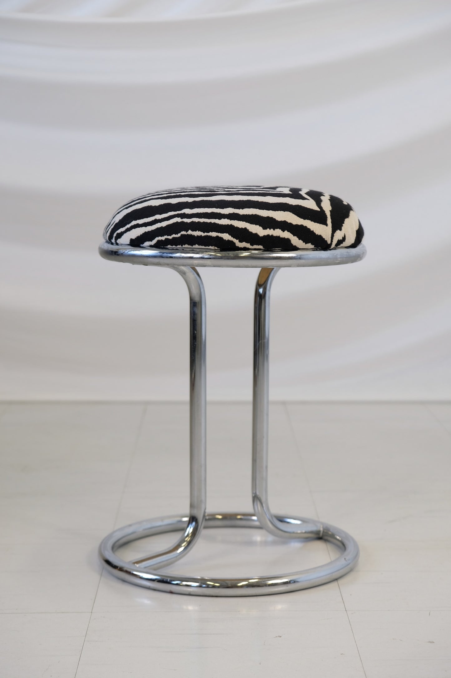 Vintage Chrome Zebra Stool