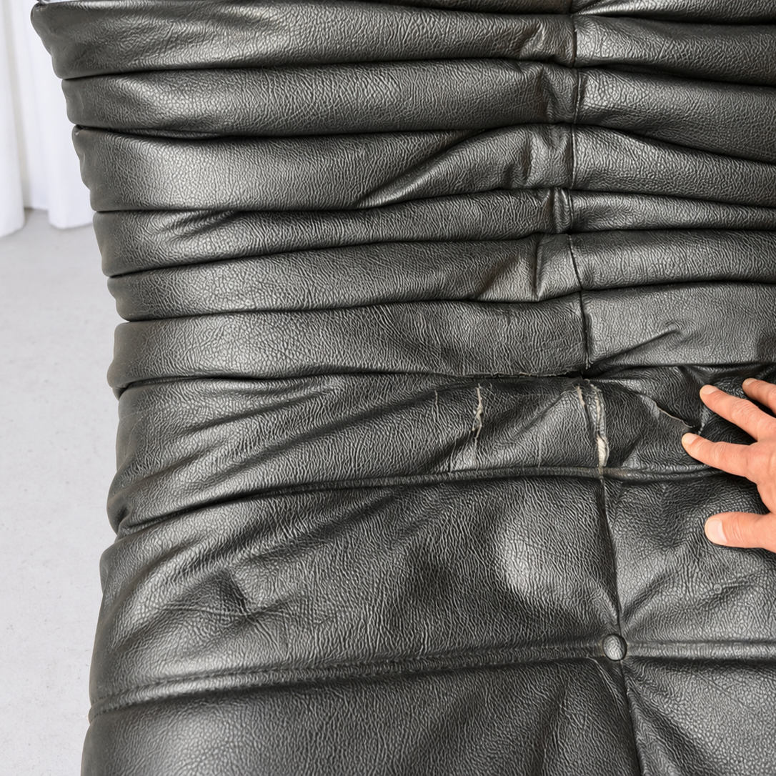 Ligne Roset Togo Sofa Set in Black Leather
