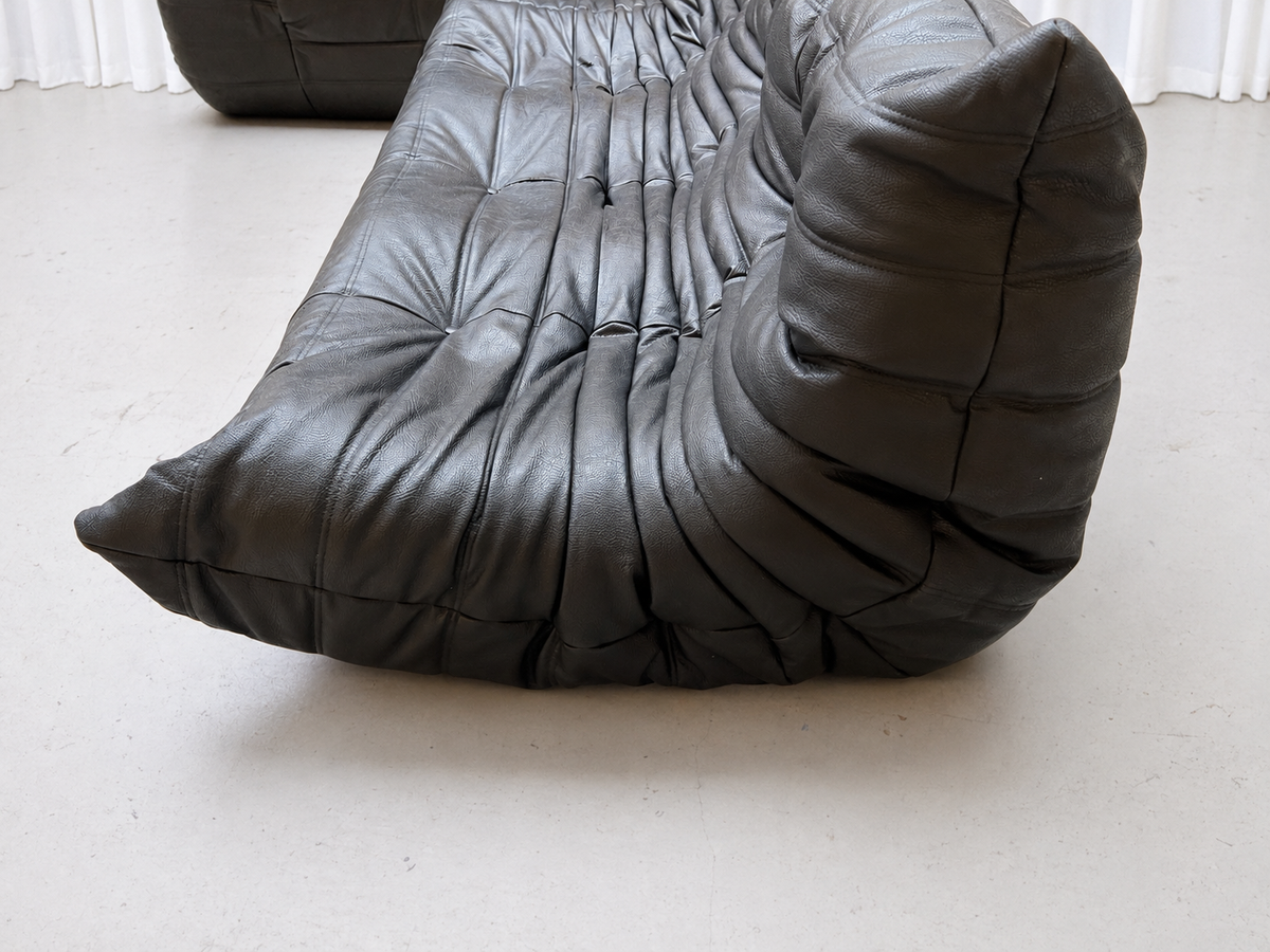 Ligne Roset Togo Sofa Set in Black Leather