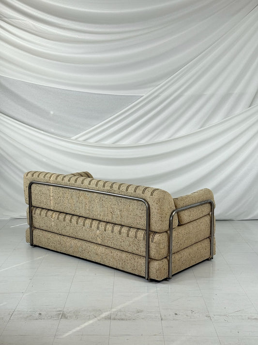 Vintage Italian Sofa Bed with Tubular Steel Frame, 1970s