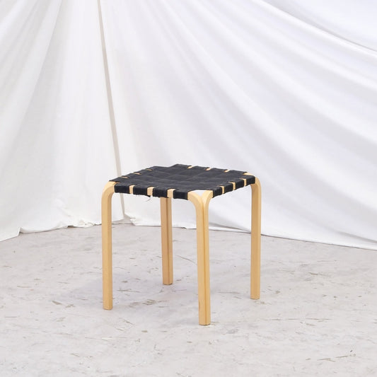 Vintage Alvar Aalto Y61 stool by Artek with upholstered seat