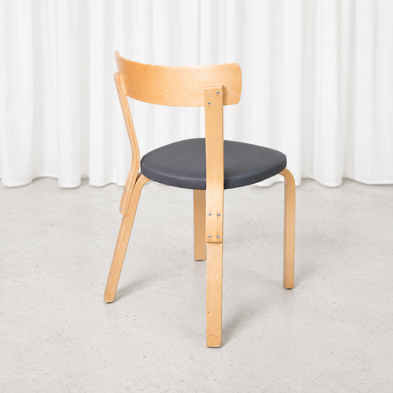 Artek Chair 69 by Alvar Aalto with Dark Grey Upholstery