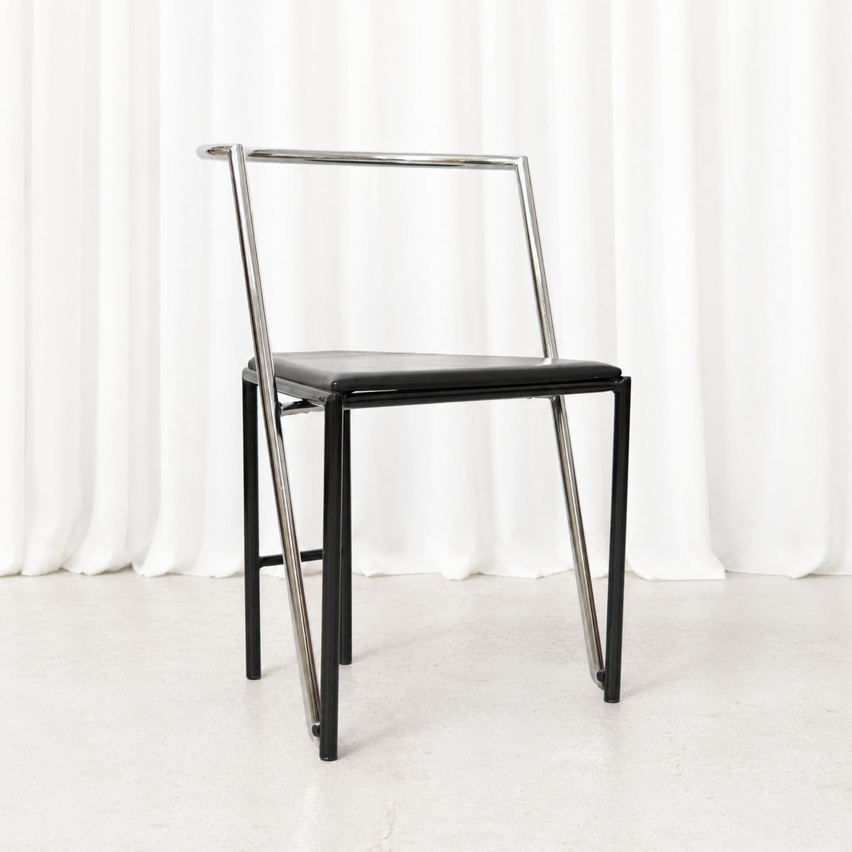 Vintage Chrome and Black Leather Dining Chairs