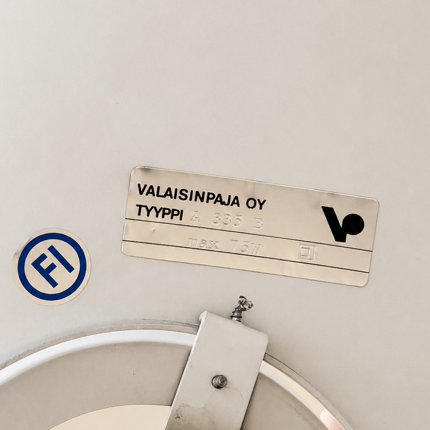 Alvar Aalto A335B -valaisin, valmistaja Valaisinpaja