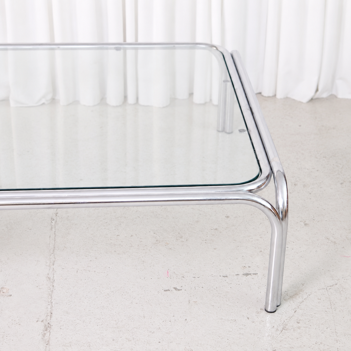 Vintage Italian Chrome and Glass Coffee Table