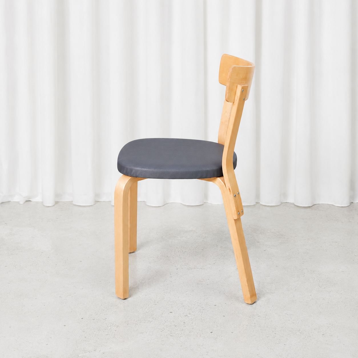 Artek Chair 69 by Alvar Aalto with Dark Grey Upholstery