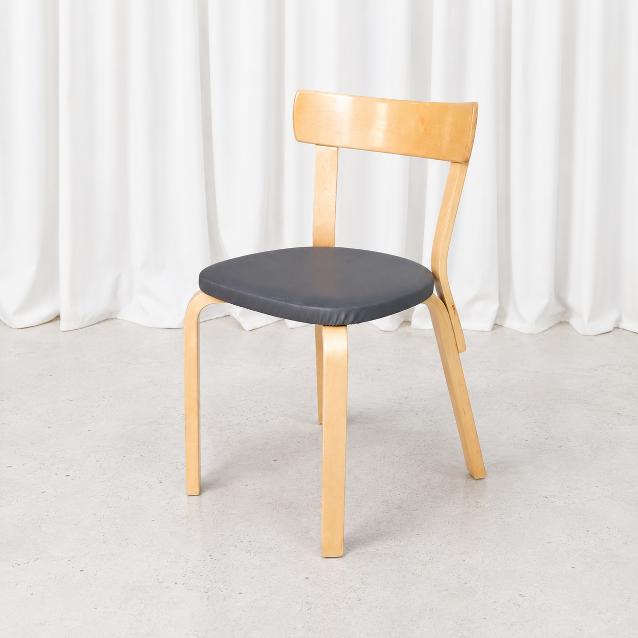 Artek Chair 69 by Alvar Aalto with Dark Grey Upholstery
