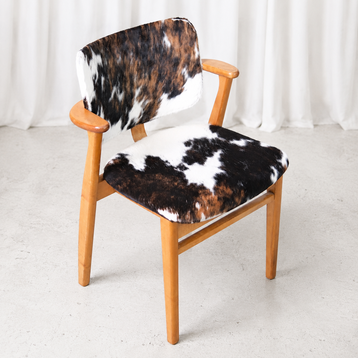 Ilmari Tapiovaara Domus Chairs with Cowhide Upholstery