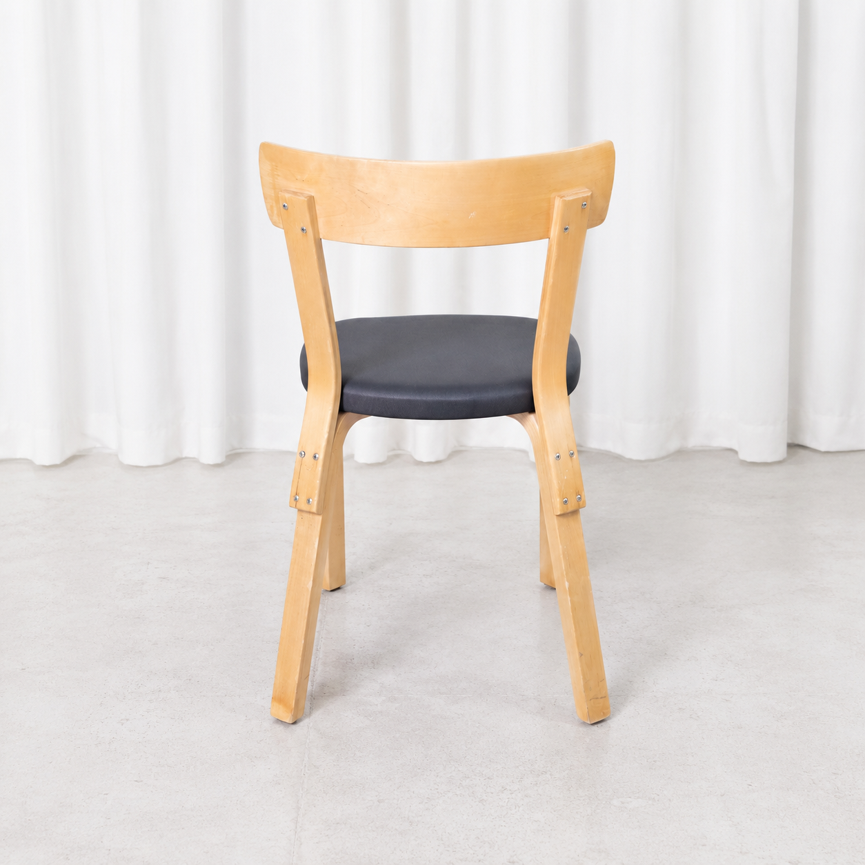 Artek Chair 69 by Alvar Aalto with Dark Grey Upholstery