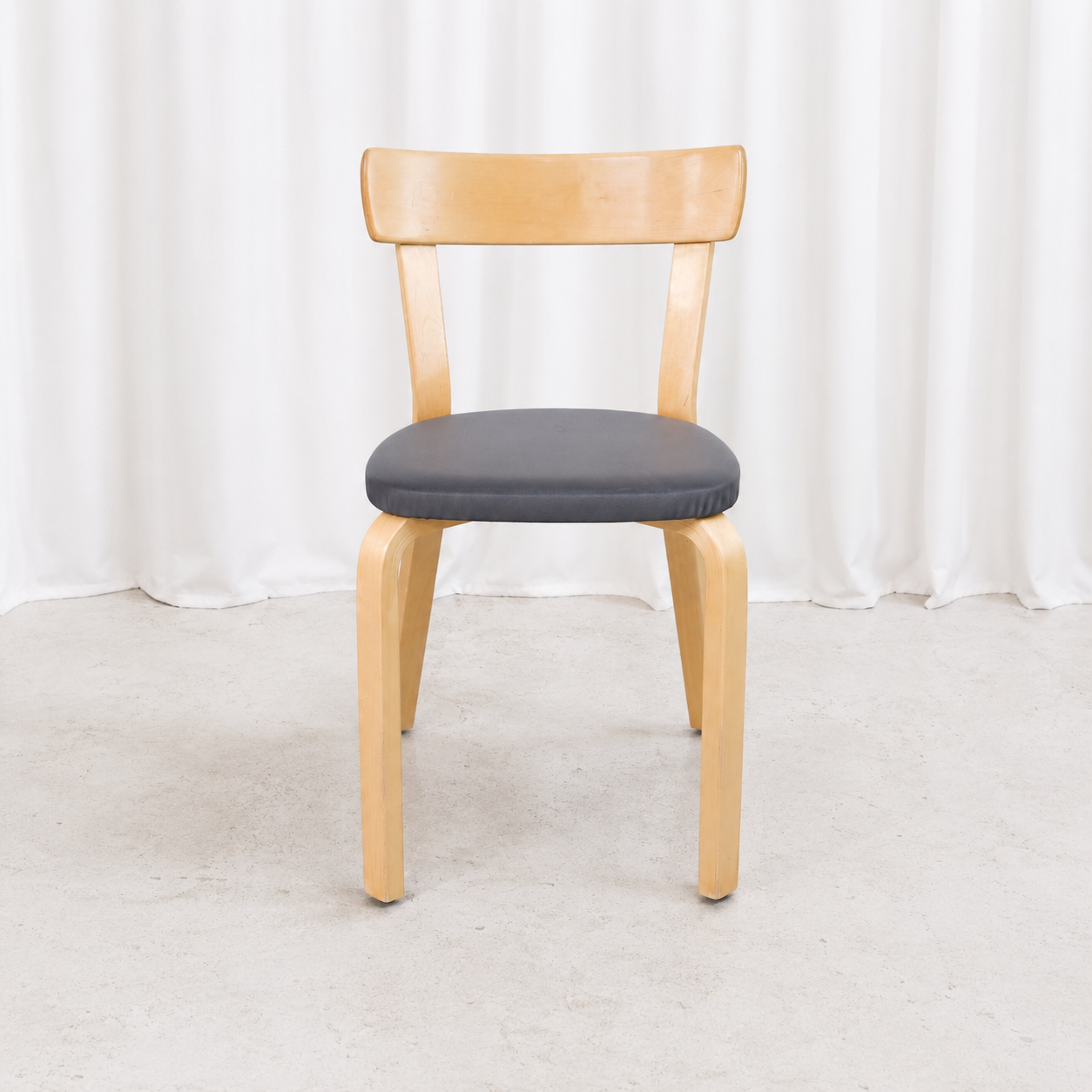 Artek Chair 69 by Alvar Aalto with Dark Grey Upholstery