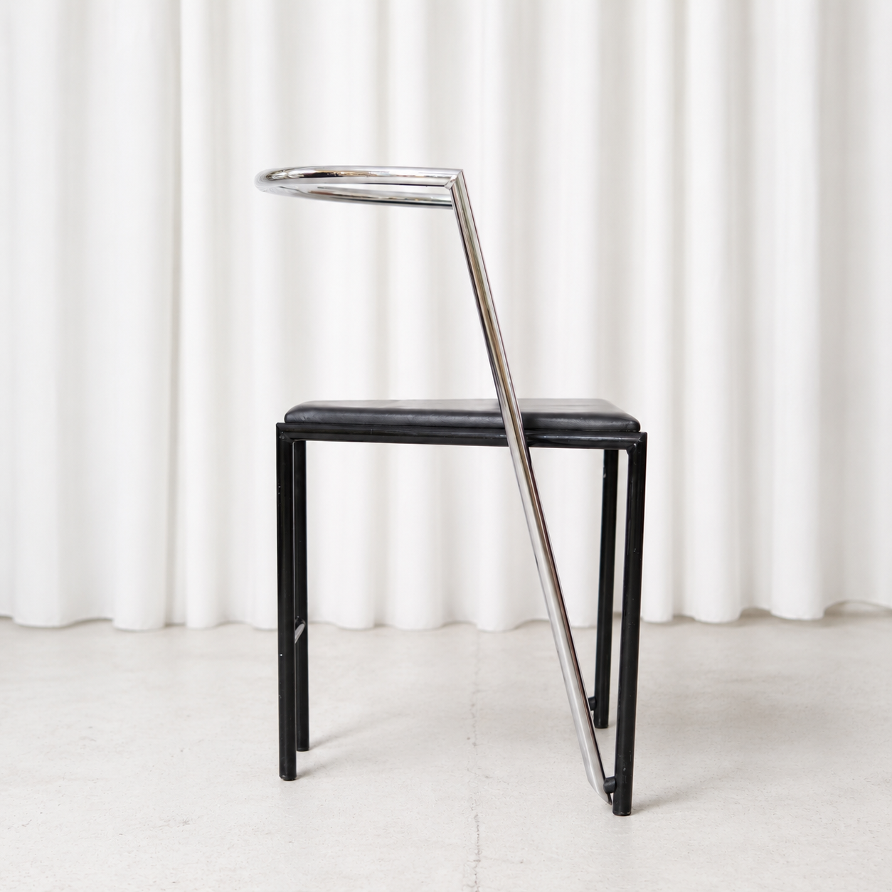 Vintage Chrome and Black Leather Dining Chairs